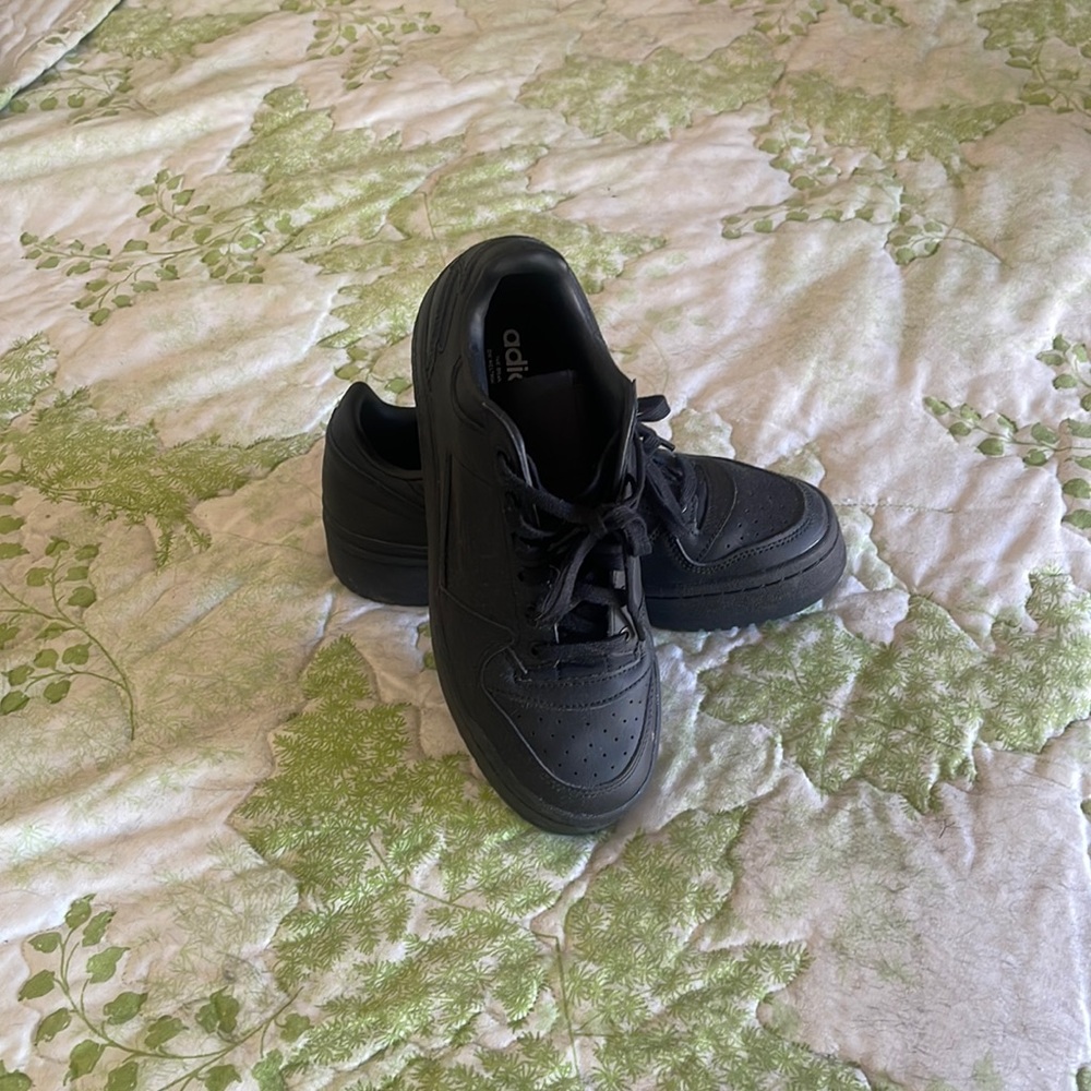 Adidas Platform Nizza Sneakers, Black Leather, Size 9 Women’s. Only warn once!